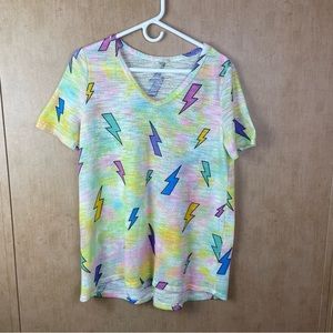BiBi Tie Dye Lightning Bolt Gauzy Top